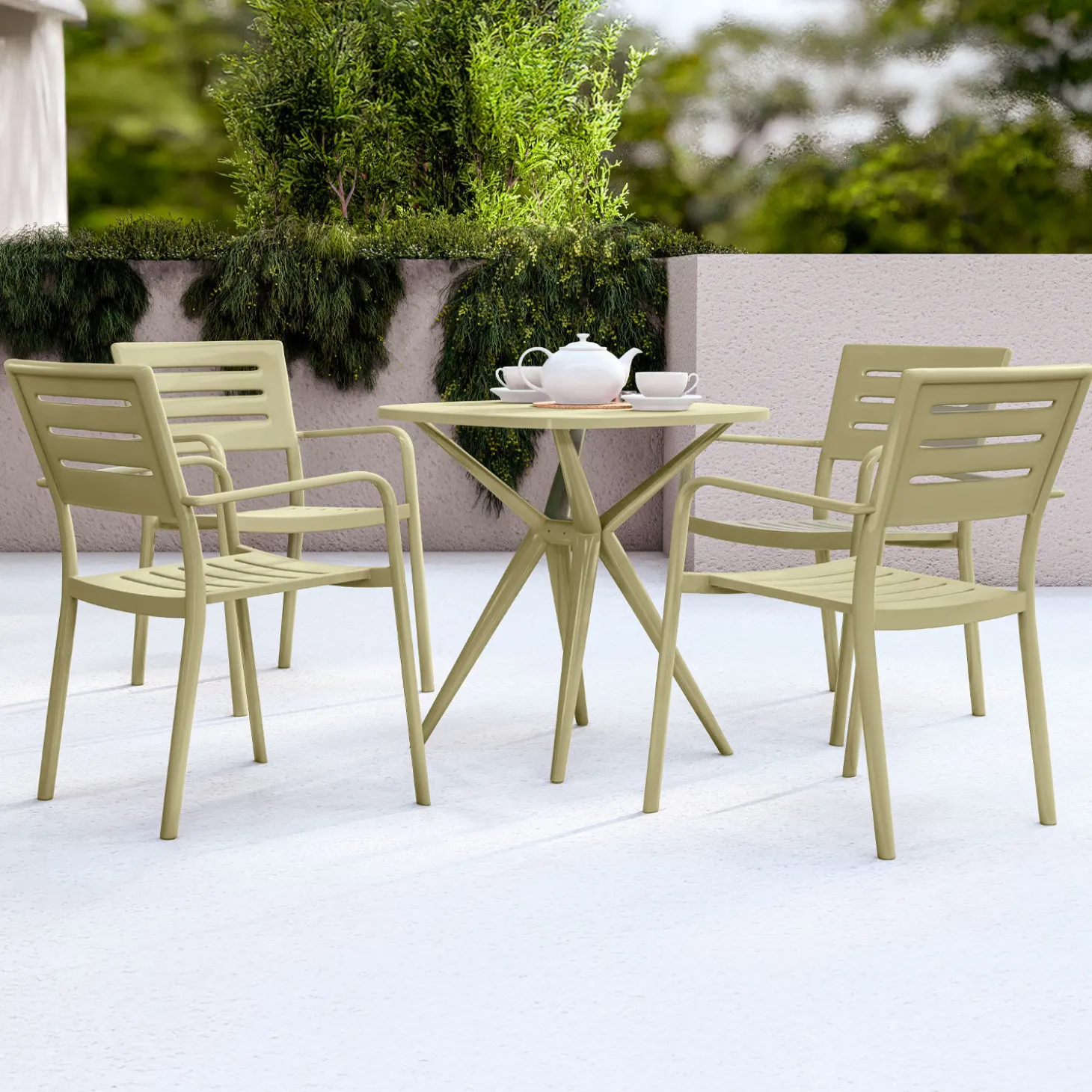 Bistro-Set Orla, aus recyceltem Kunststoff