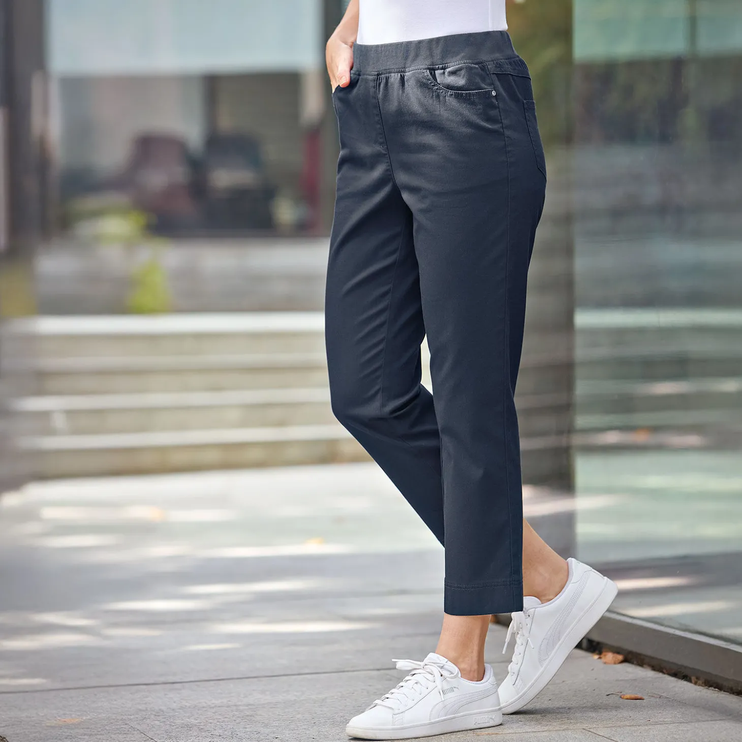 Damen 7/8 Hose mit elastischem Bund