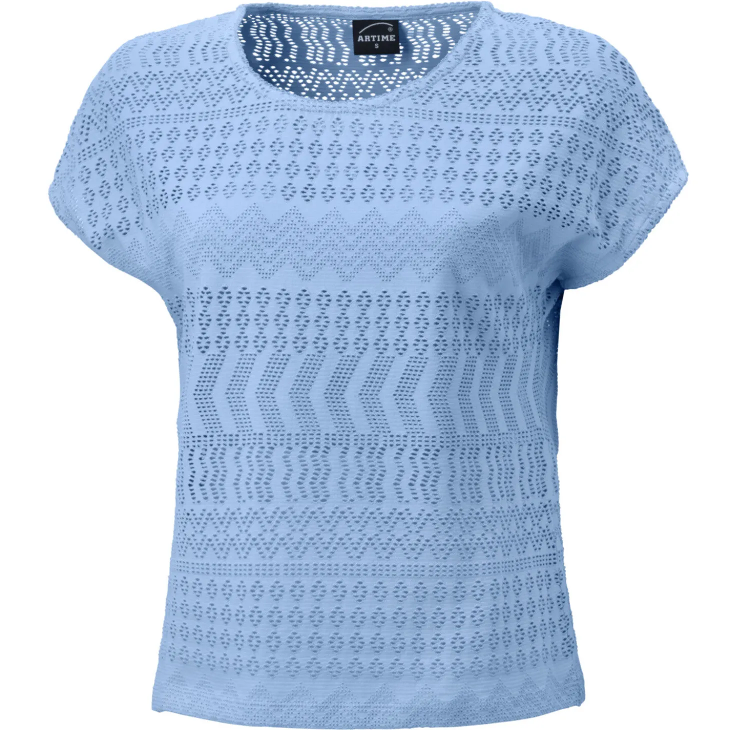 Damen Ajour T-Shirt mit Baumwollanteil