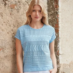 Damen Ajour T-Shirt mit Baumwollanteil