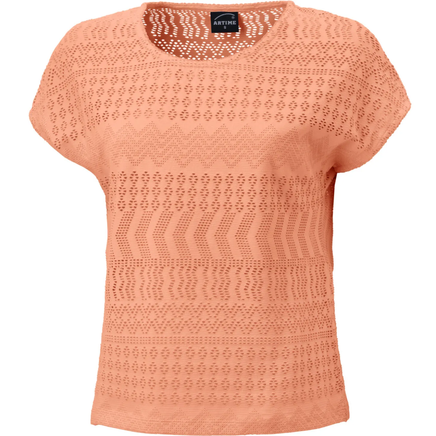 Damen Ajour T-Shirt mit Baumwollanteil