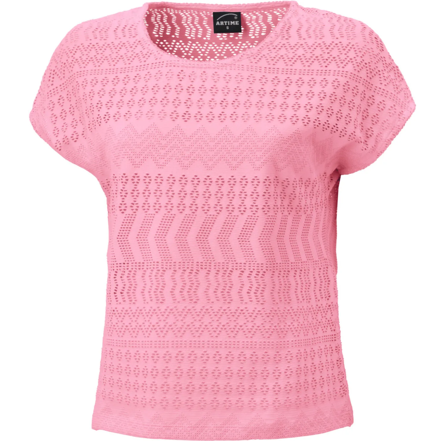 Damen Ajour T-Shirt mit Baumwollanteil