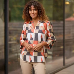 Damen Bluse mit geometrischem Print