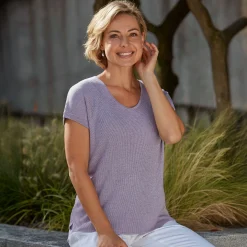 Damen Feinstrick T-Shirt mit Lurexgarn
