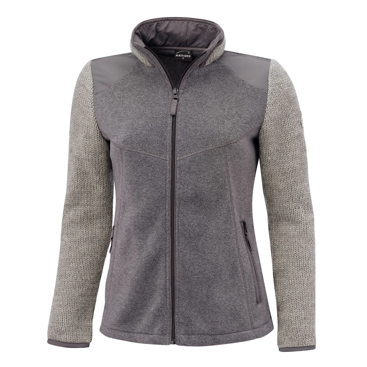 Damen Fleece Jacke mit gestrickten Ärmeln
