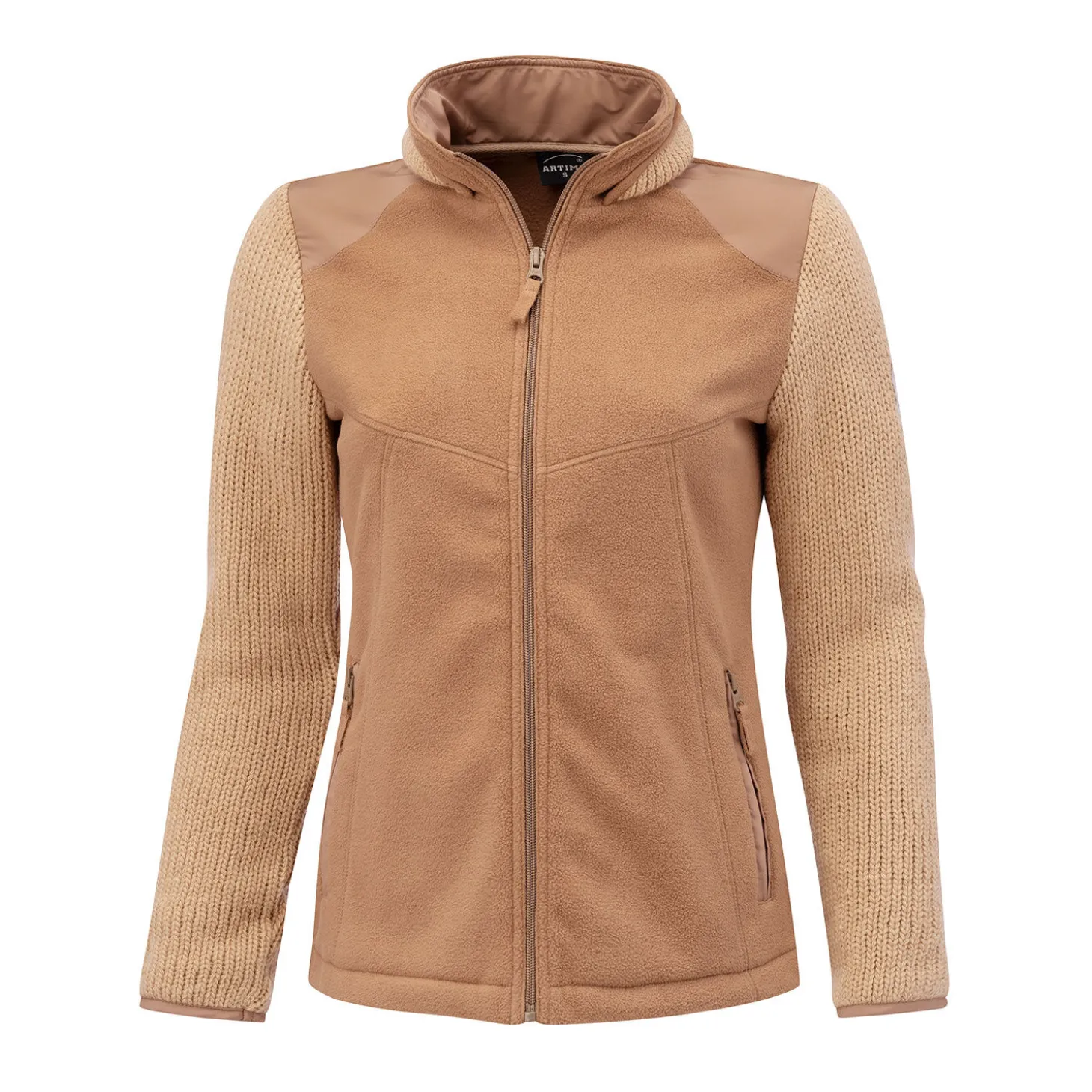 Damen Fleece Jacke mit gestrickten Ärmeln