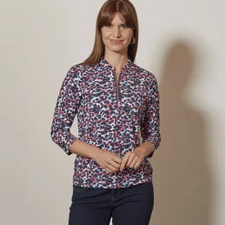 Damen Poloshirt mit Allover-Print