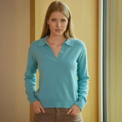 Damen Pullover mit Polokragen