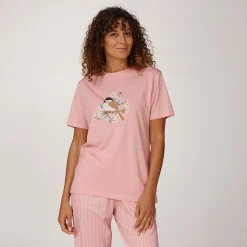 Damen Pyjama T-Shirt mit Printmotiv
