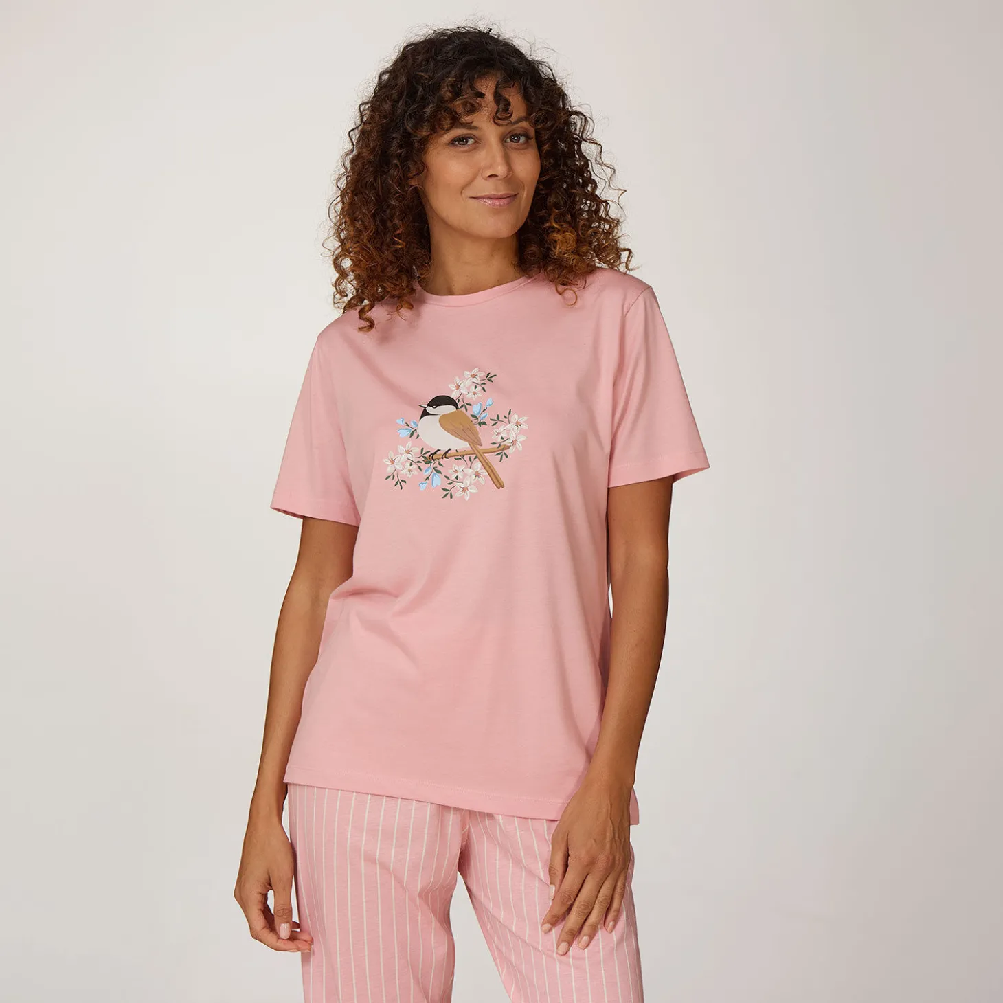 Damen Pyjama T-Shirt mit Printmotiv