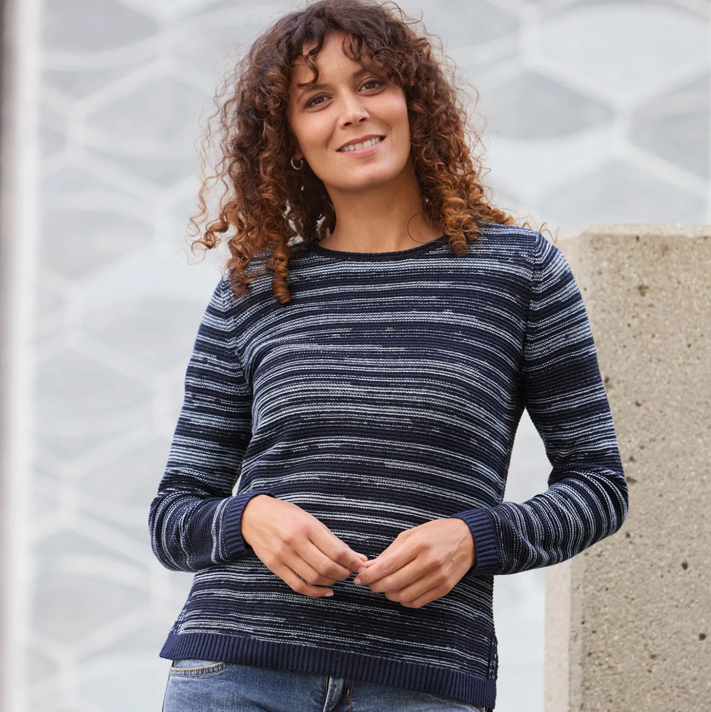 Damen Strickpullover mit Farbverlauf