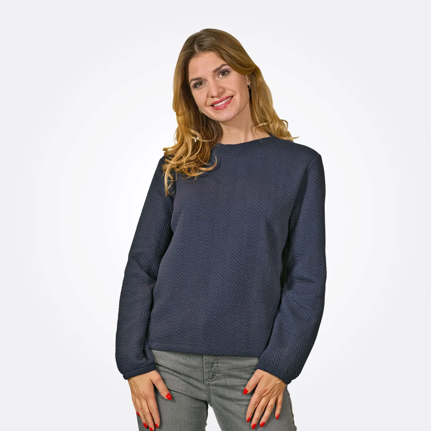 Damen Sweatshirt mit Zickzack-Struktur