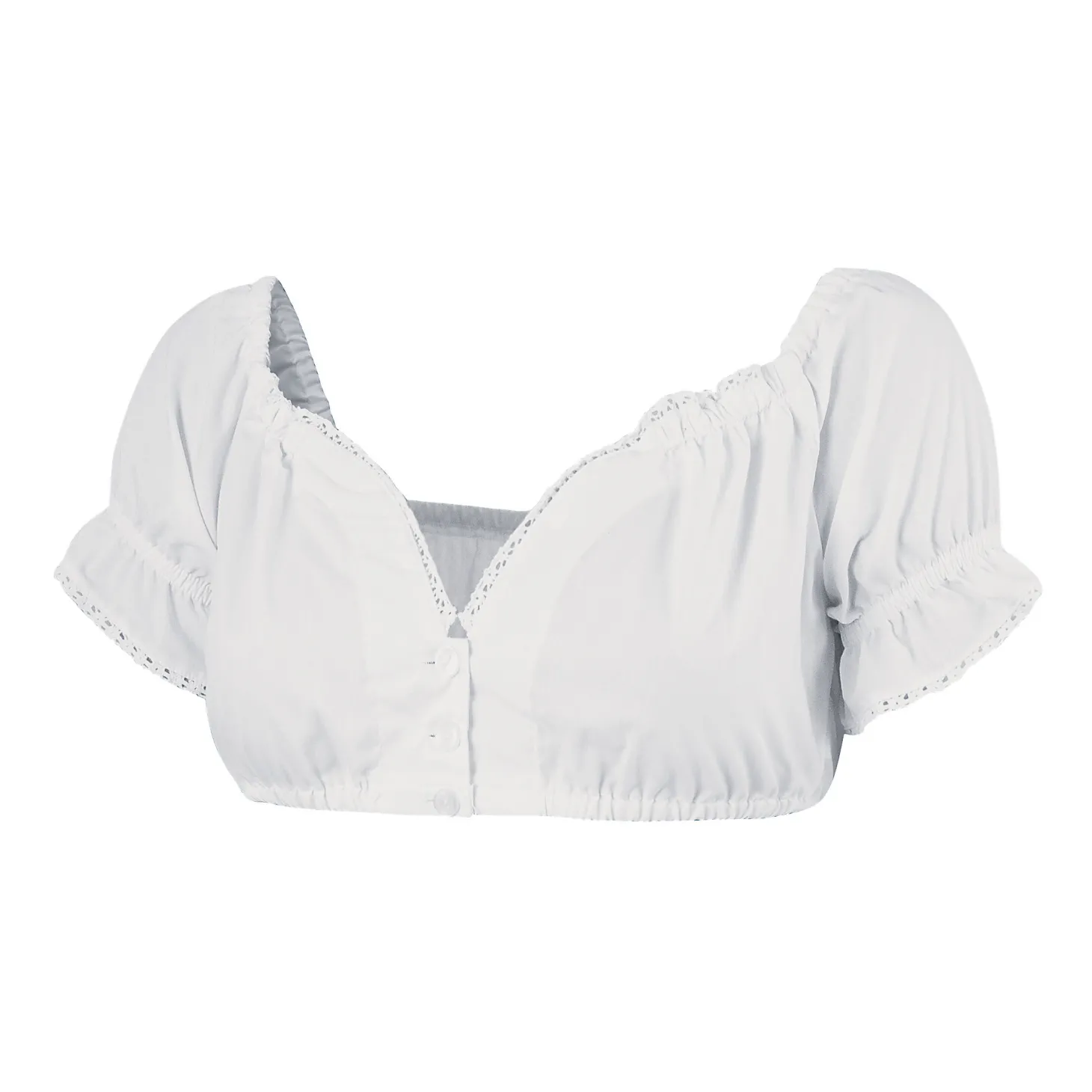 Dirndlbluse schulterfrei weiss mit Spitze