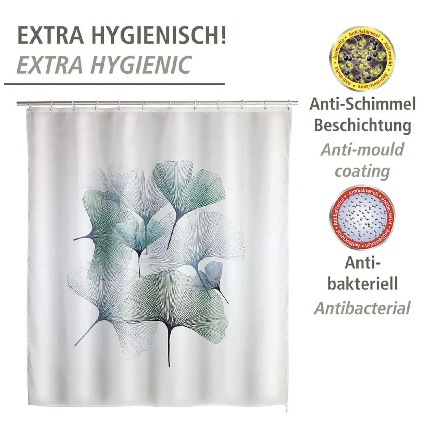 Duschvorhang Ginkgo, Anti-Schimmel