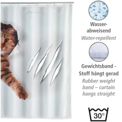 Duschvorhang Katze braun-weiss