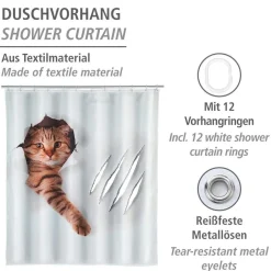 Duschvorhang Katze braun-weiss