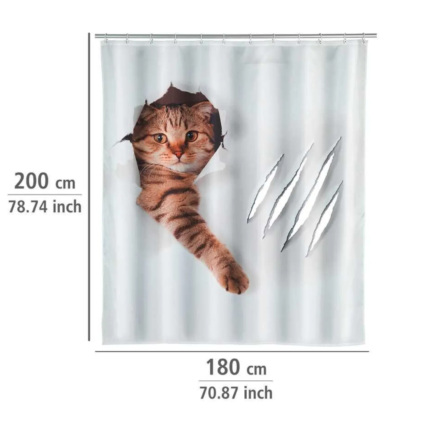 Duschvorhang Katze braun-weiss