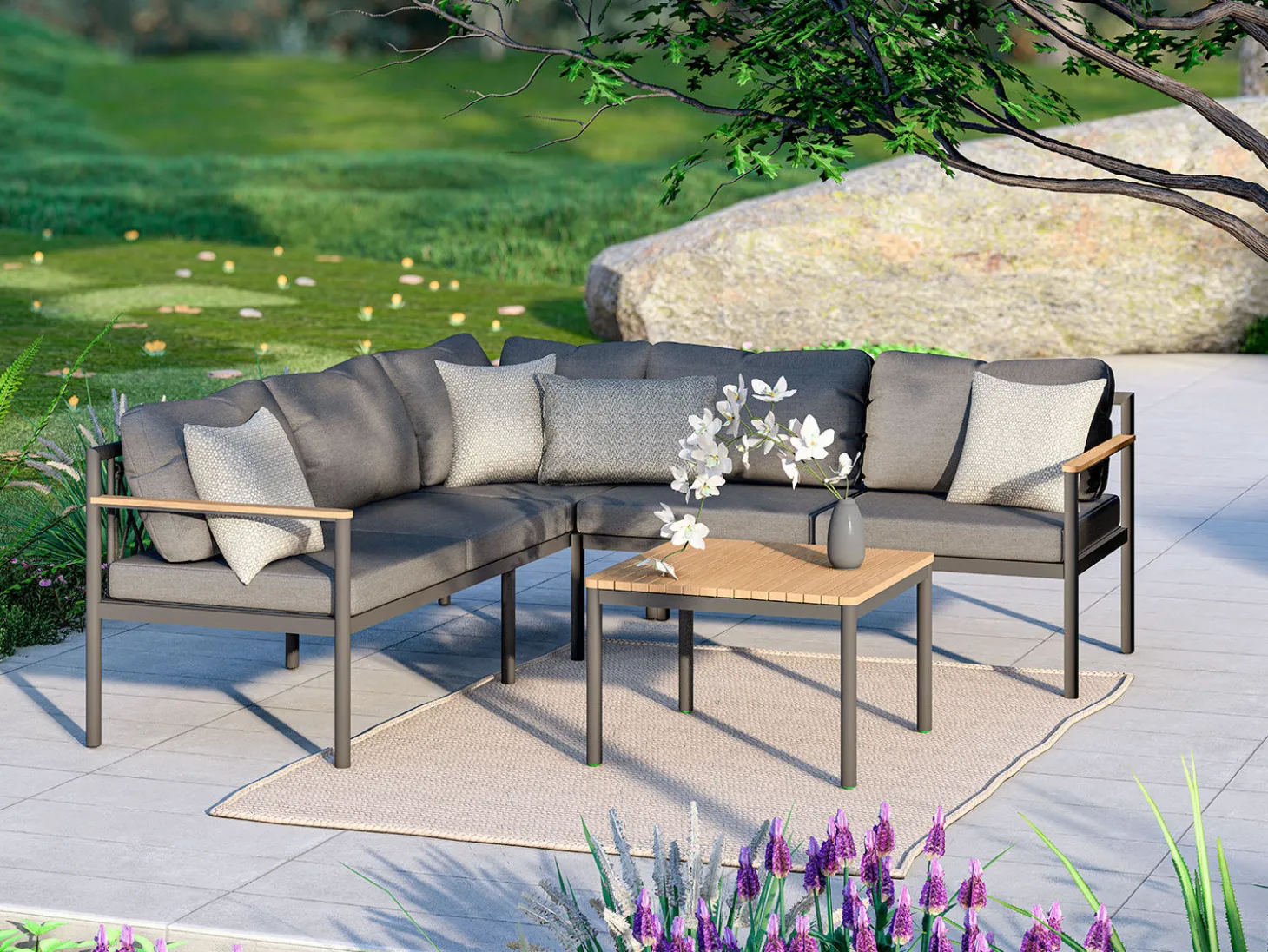 Eck-Lounge Julia mit Loungetisch