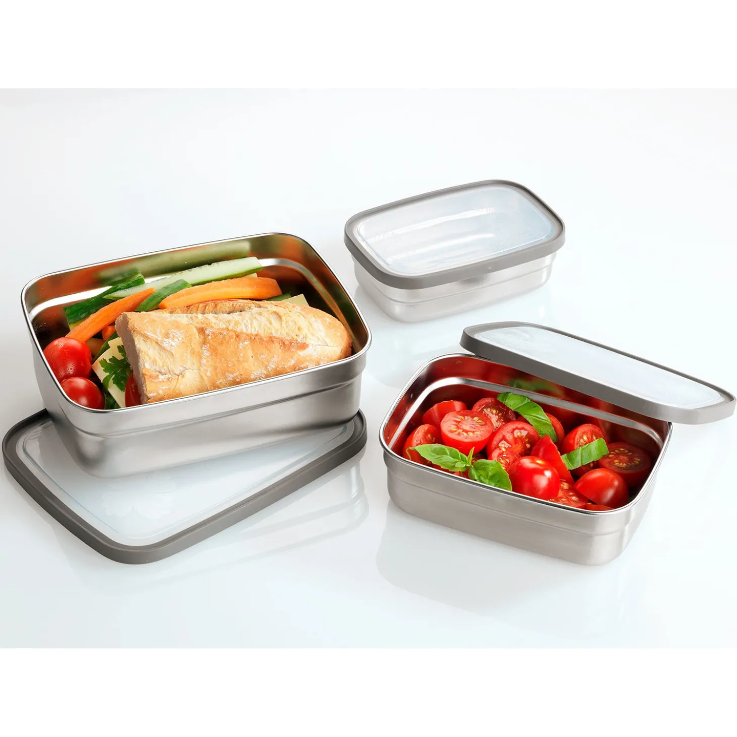 Edelstahl Lunch- und Aufbewahrungsboxen 3er-Set