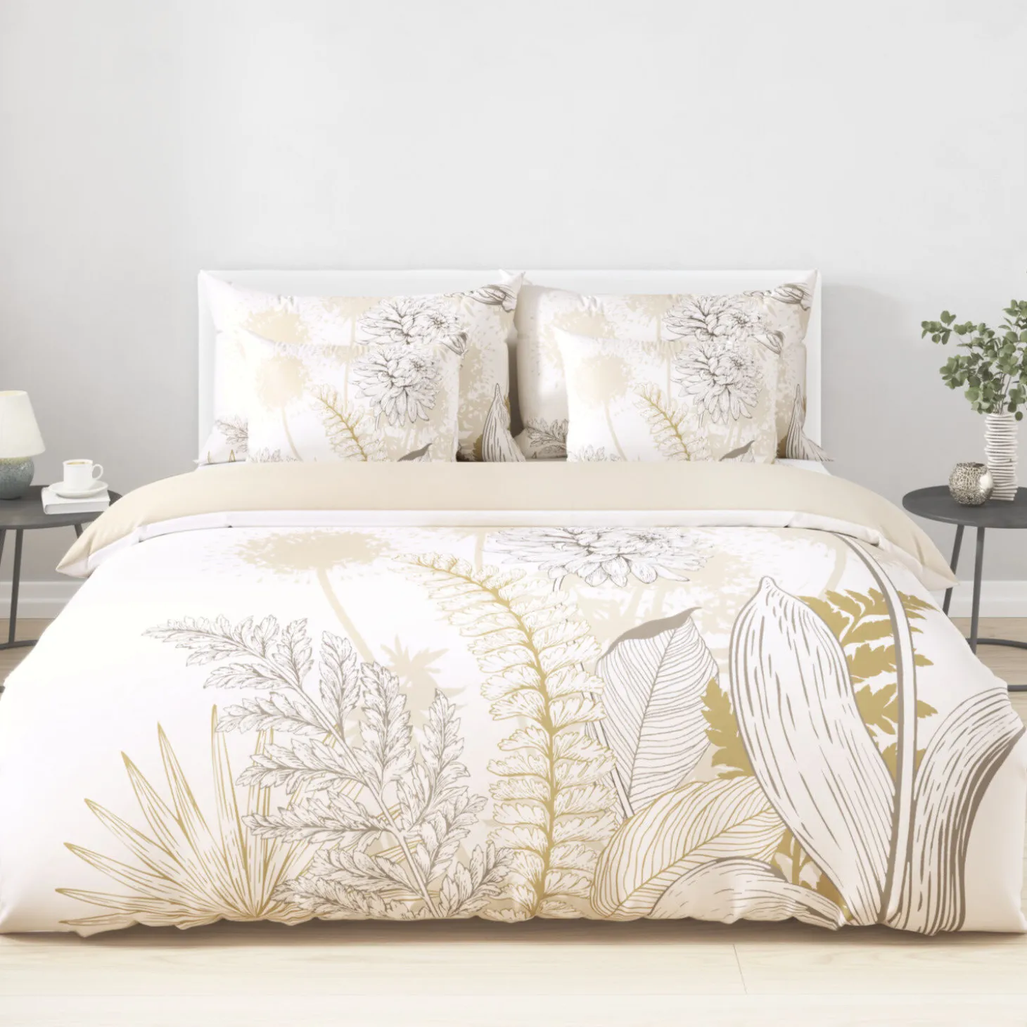 Elegante Bettwäsche mit floralen Mustern