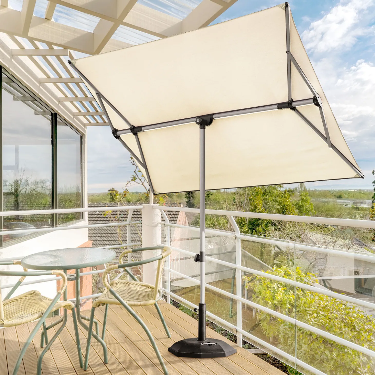 Faltbarer Sonnenschirm für Balkone