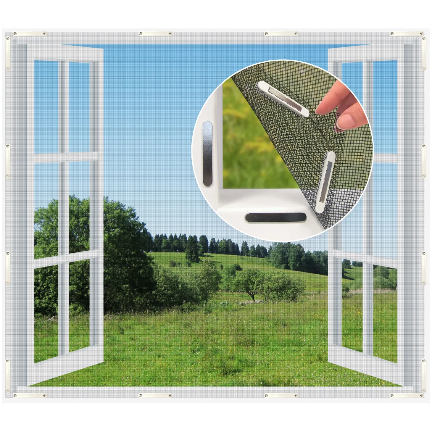 Fenster-Moskitonetz mit Magneten