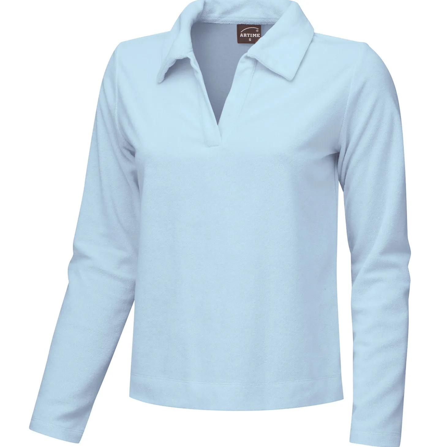 Frottee Poloshirt Damen langarm