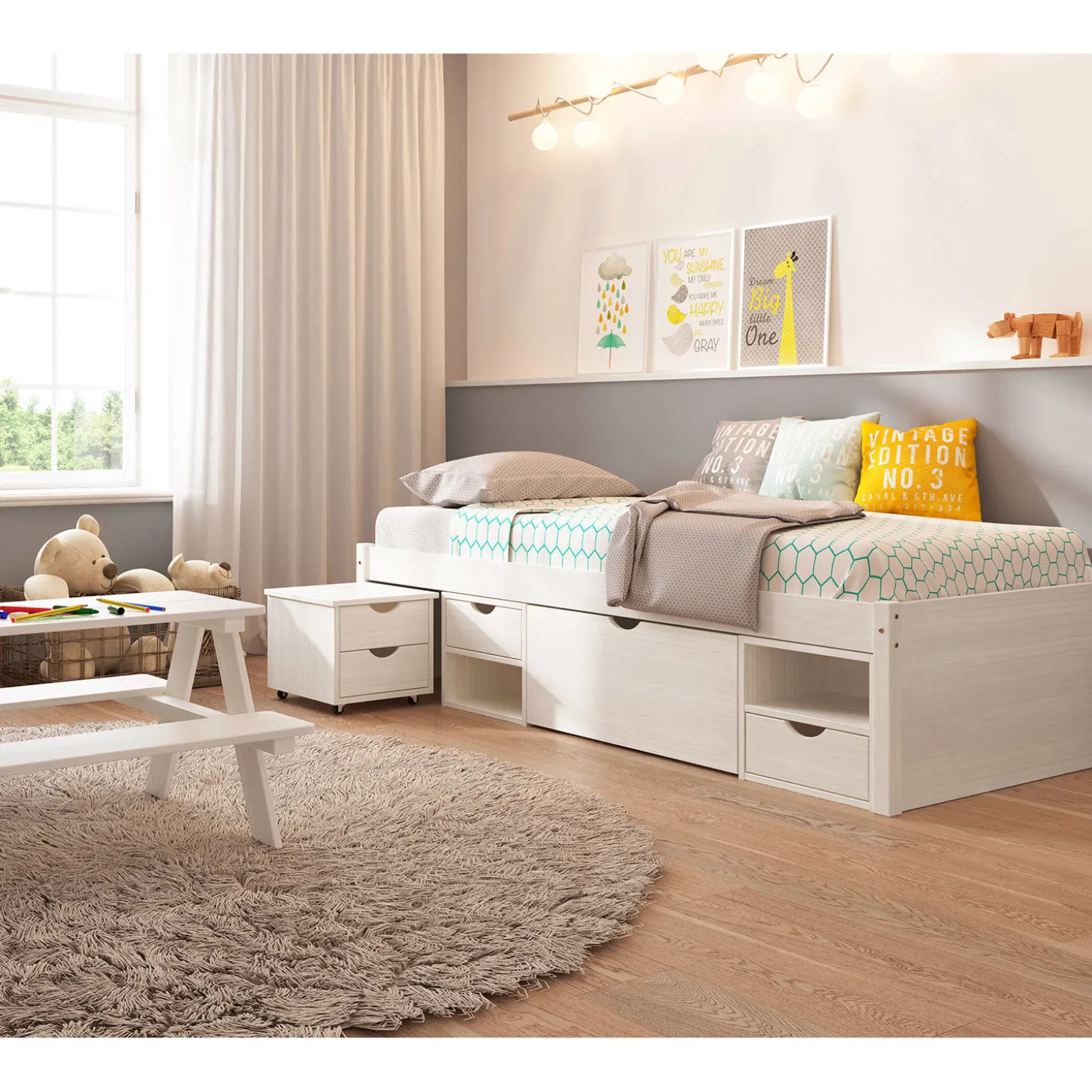 Funktionsbett TIM mit diversen Schubladen