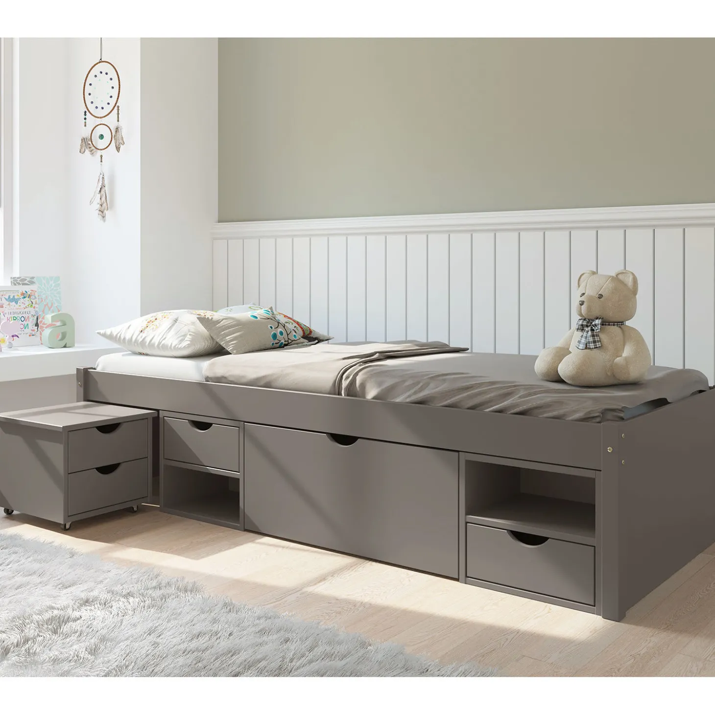 Funktionsbett TIM mit diversen Schubladen