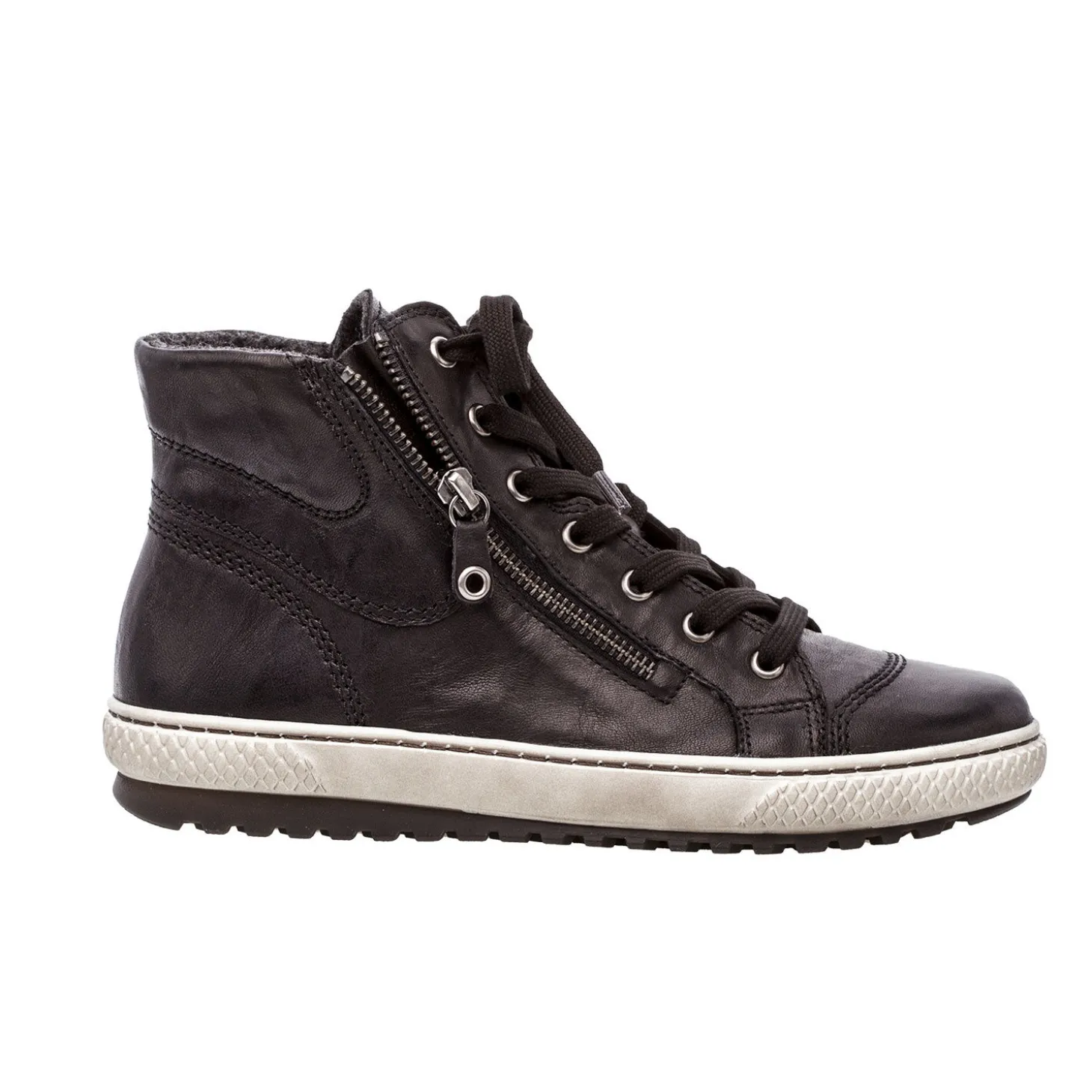 Gabor Mid Cut Sneaker für Damen aus gefettetem Glattleder