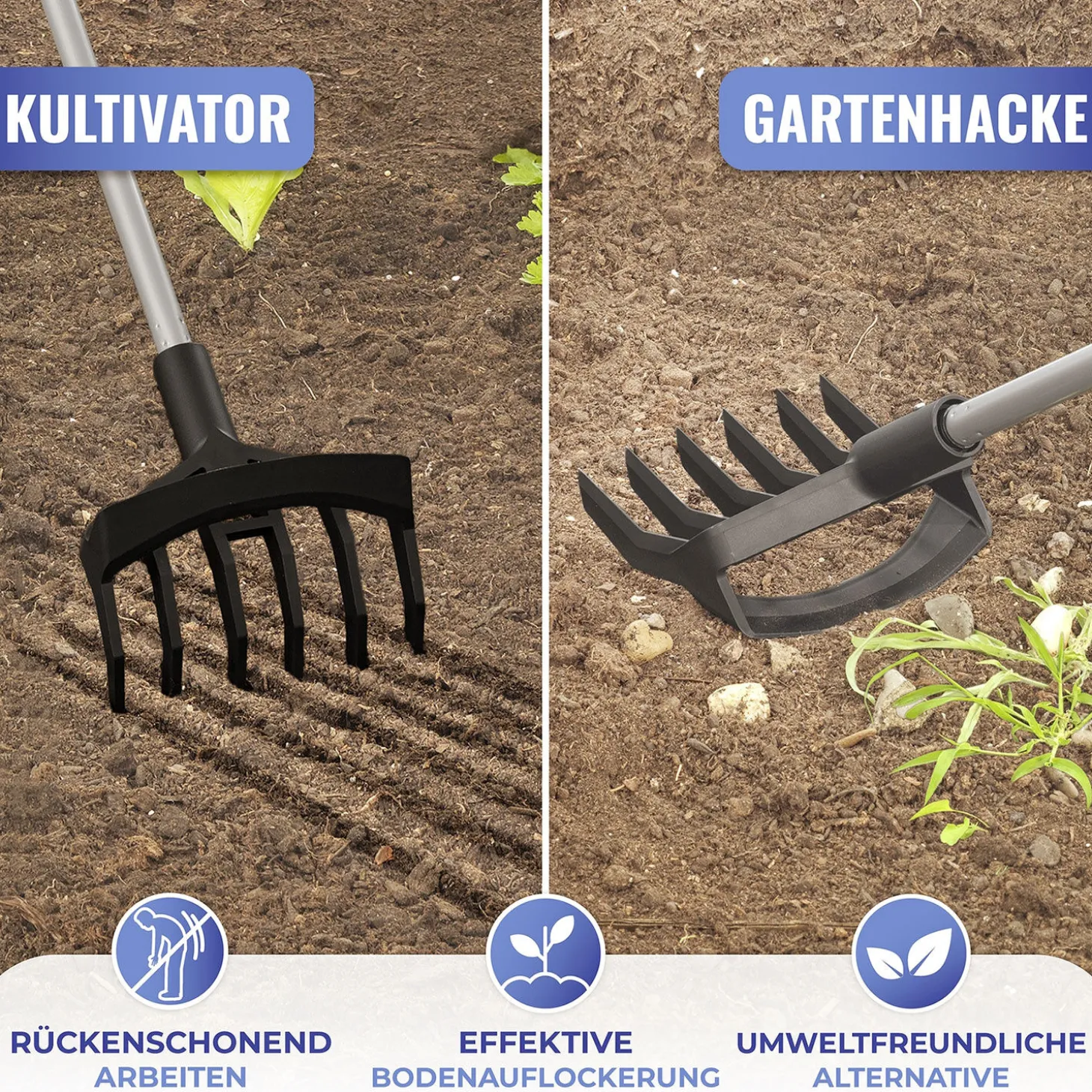 Gartenhacke & Kultivator mit Teleskopstiel