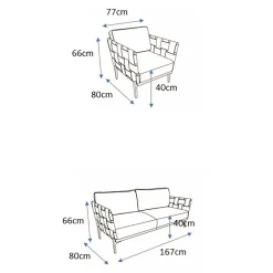 Gartenlounge Diamond, 3-teilig