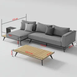 Gartenlounge Jason, mit Teakholz, Armteil links