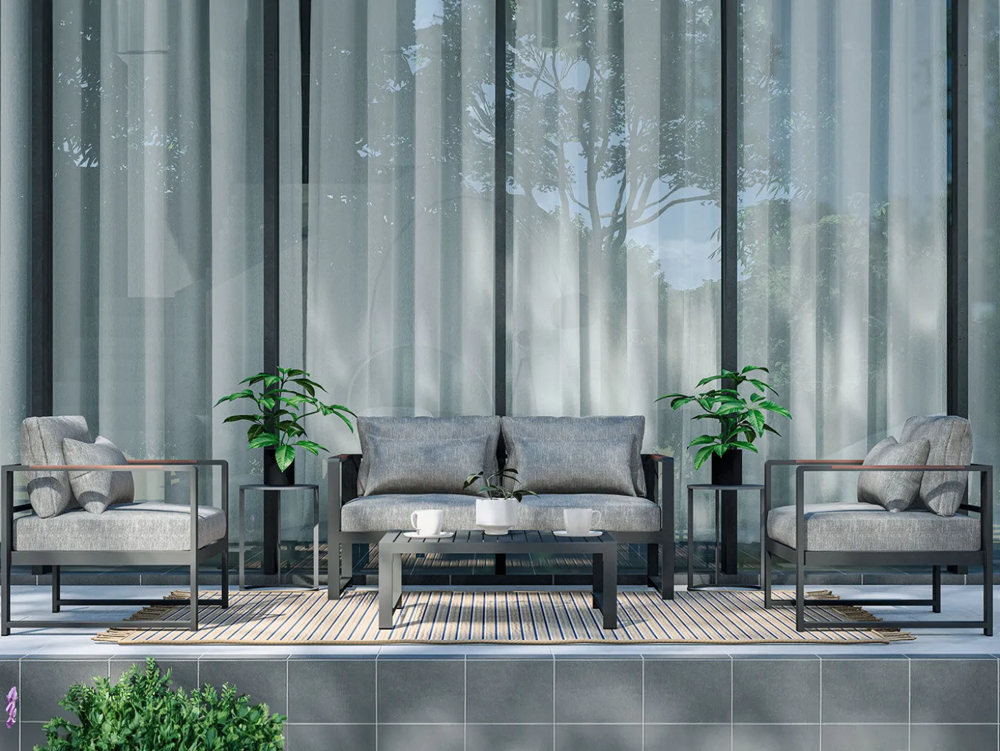 Gartenlounge Noa, 4-teilig, mit Aluminiumgestell