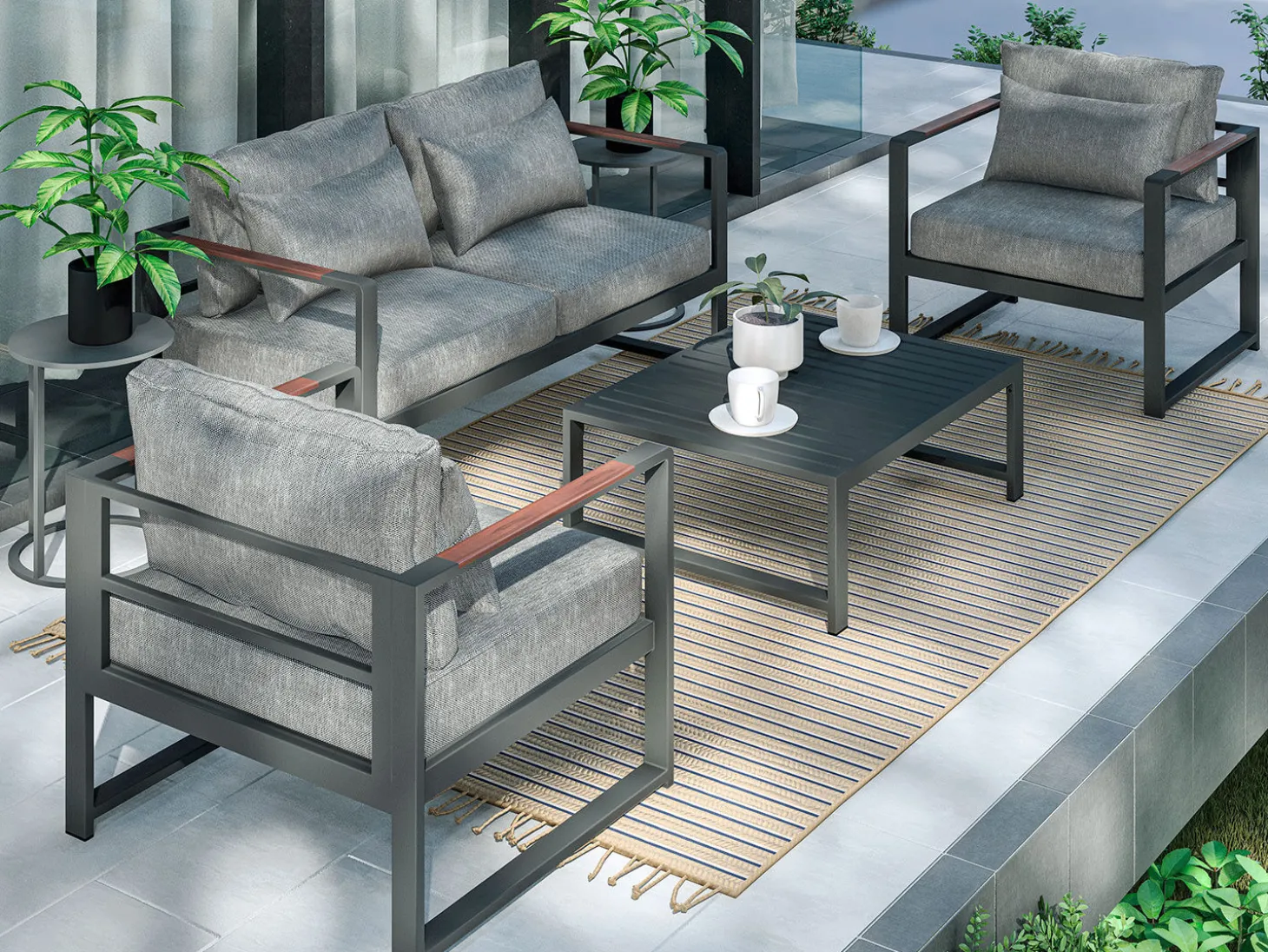 Gartenlounge Noa, 4-teilig, mit Aluminiumgestell