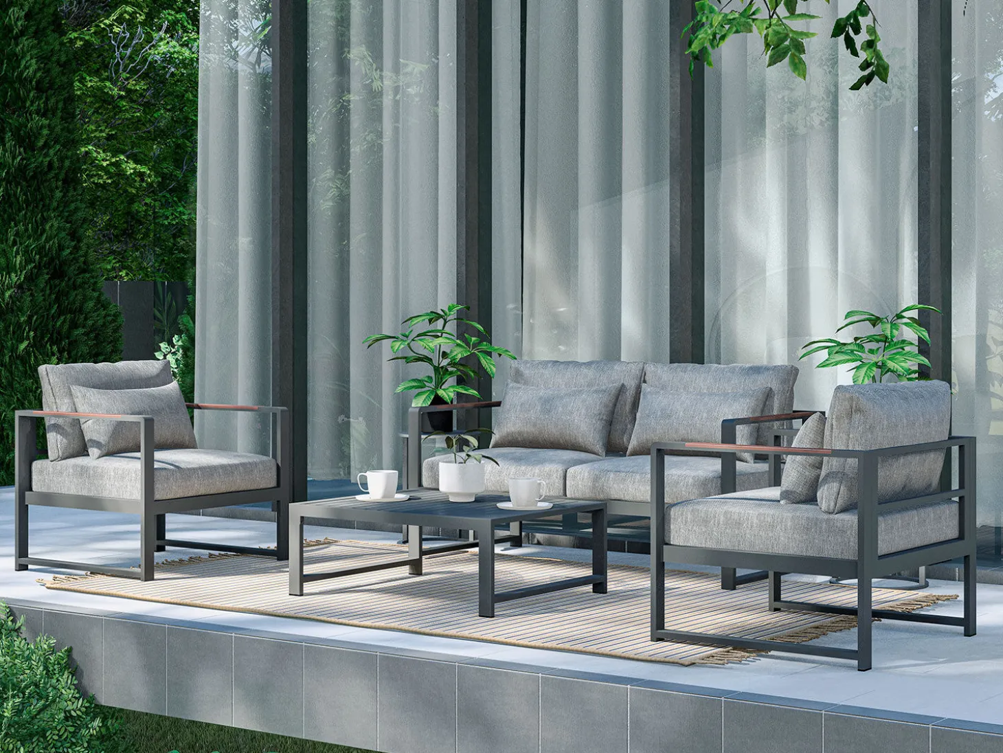 Gartenlounge Noa, 4-teilig, mit Aluminiumgestell