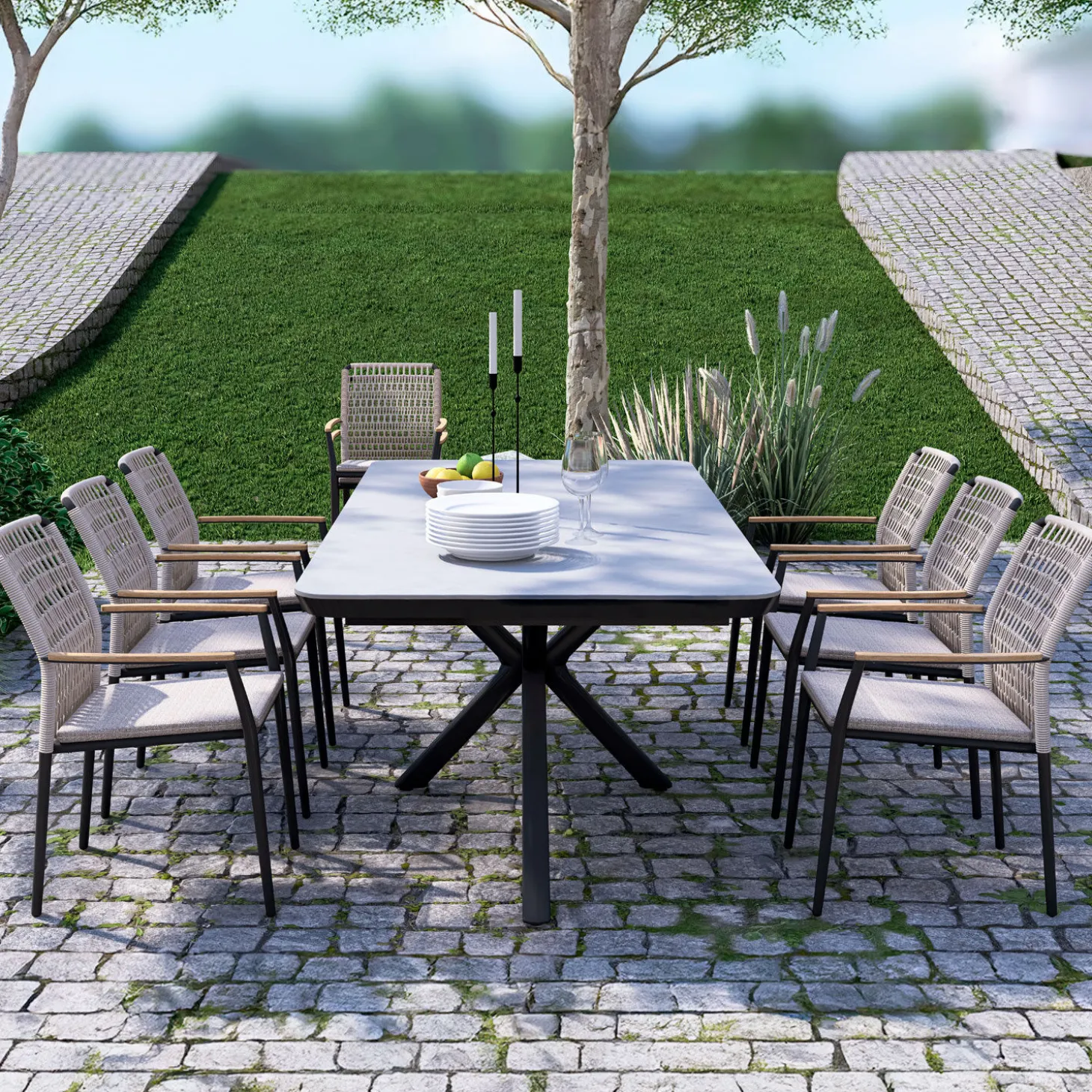Gartenstuhl Maddox 2er Set aus Olefin-Gewebe