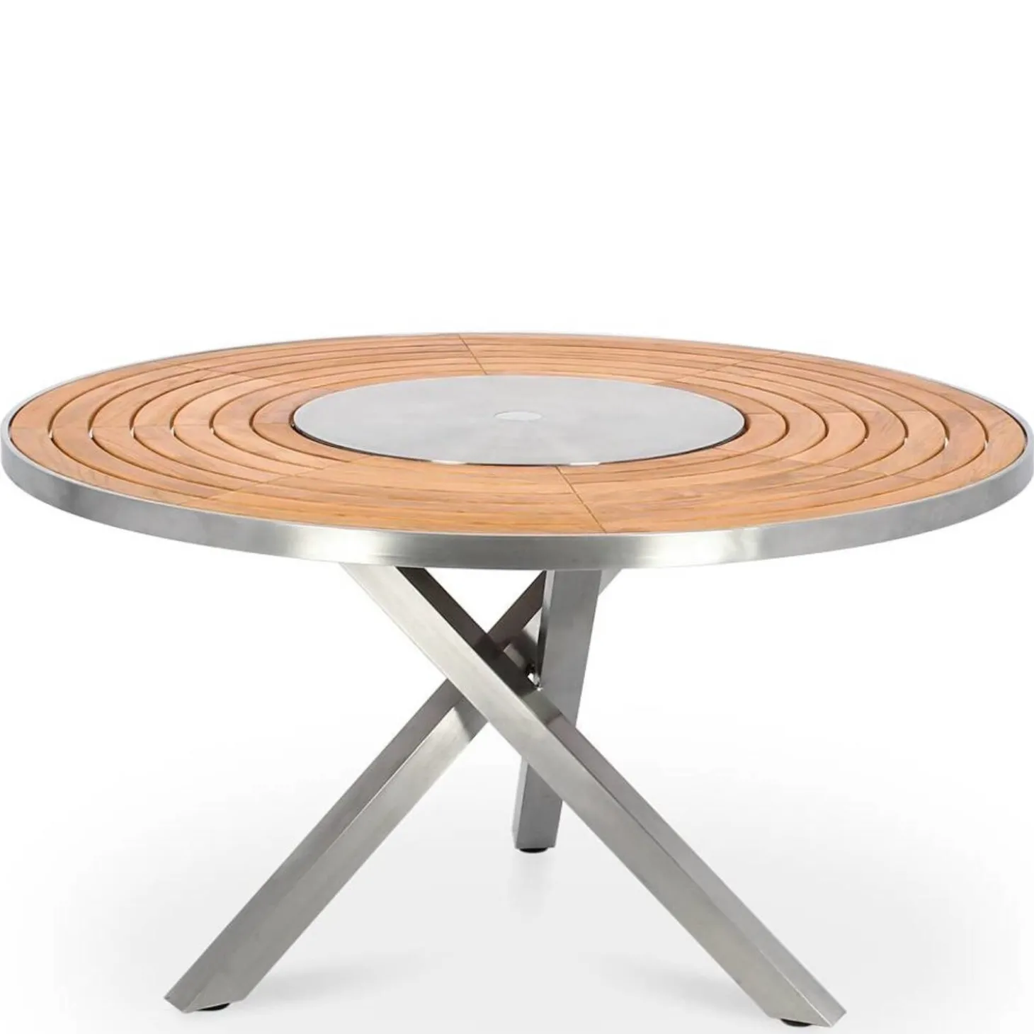 Gartentisch Edelstahl Teak Premium rund