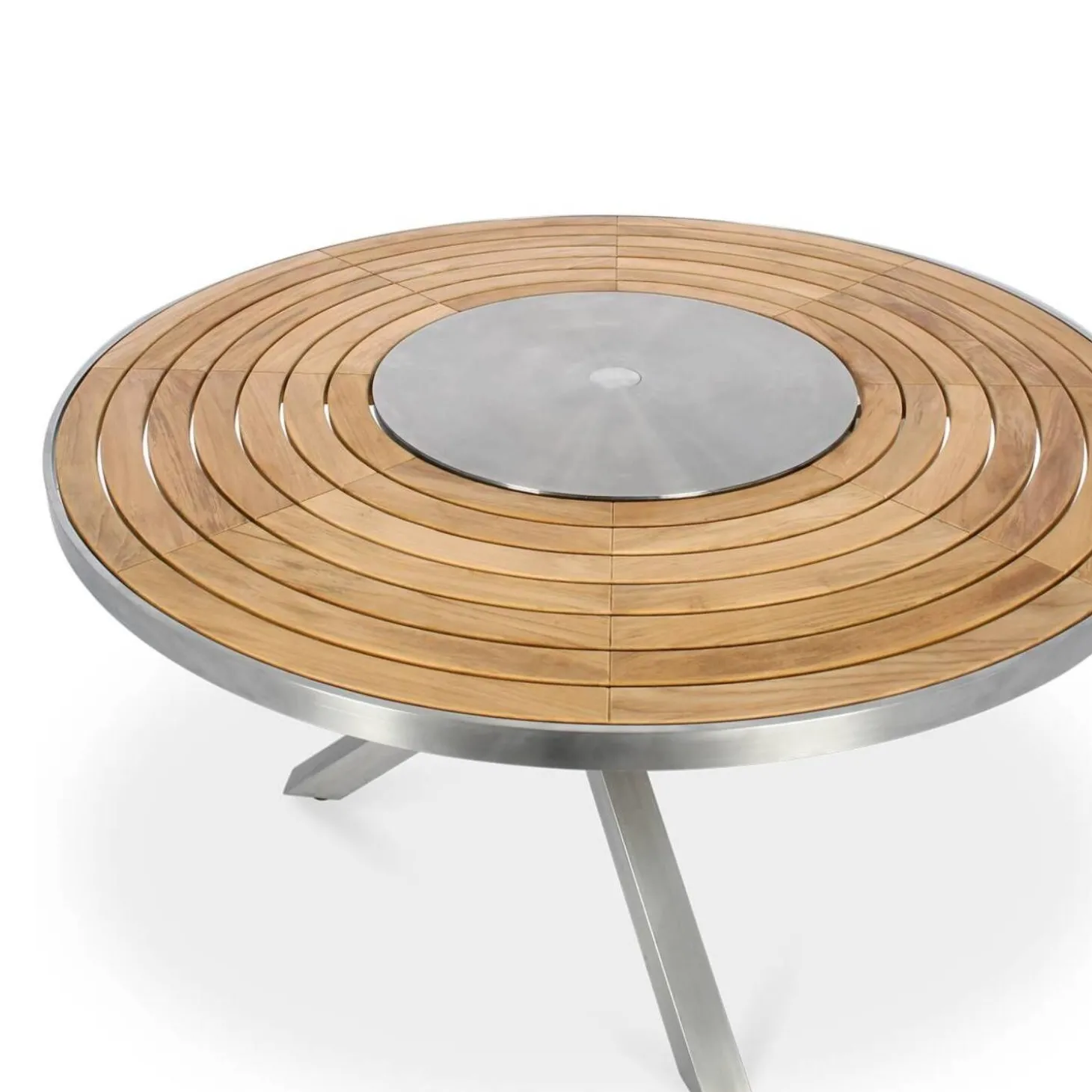 Gartentisch Edelstahl Teak Premium rund