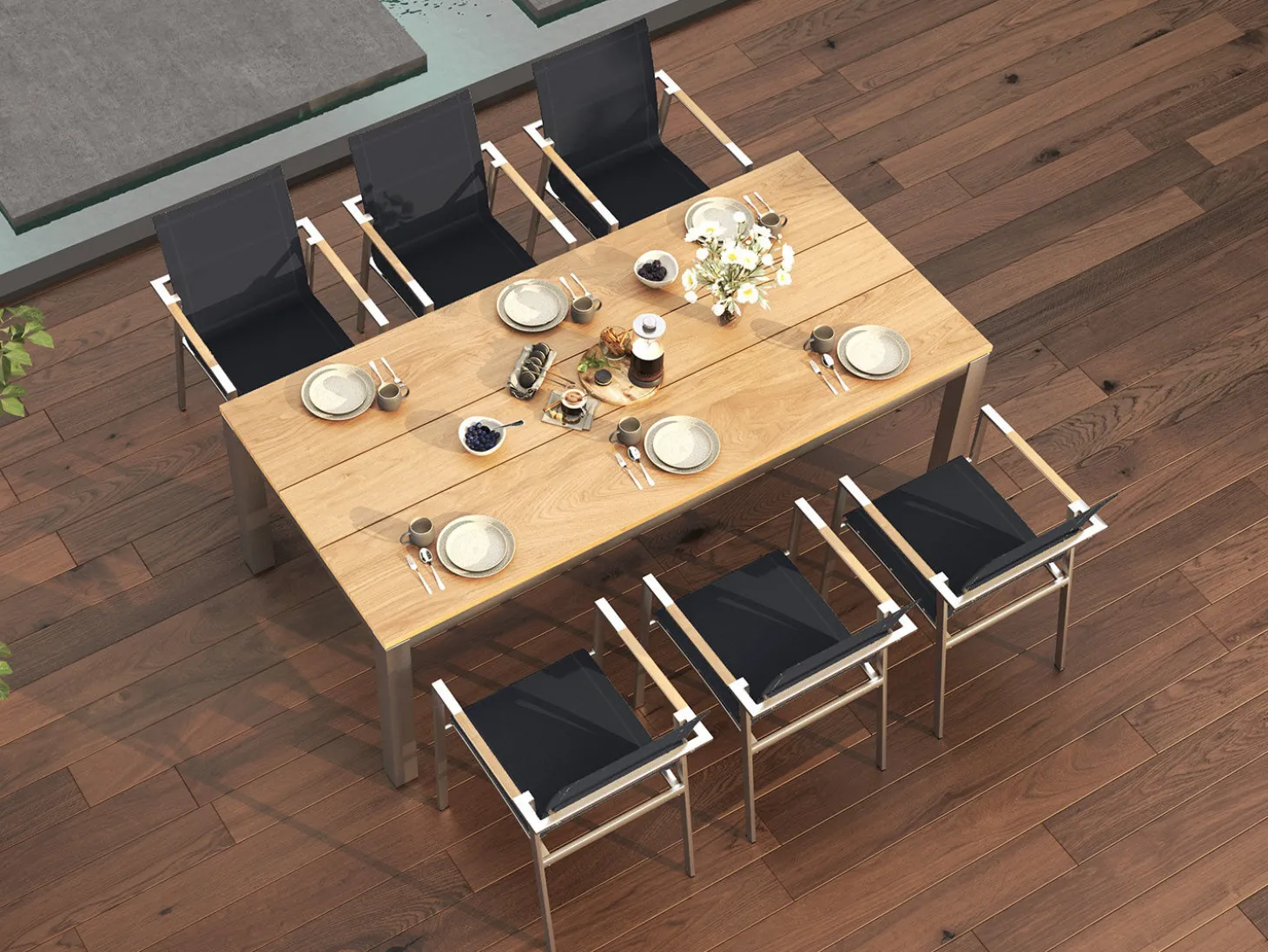 Gartentisch Edelstahl Teak Premium