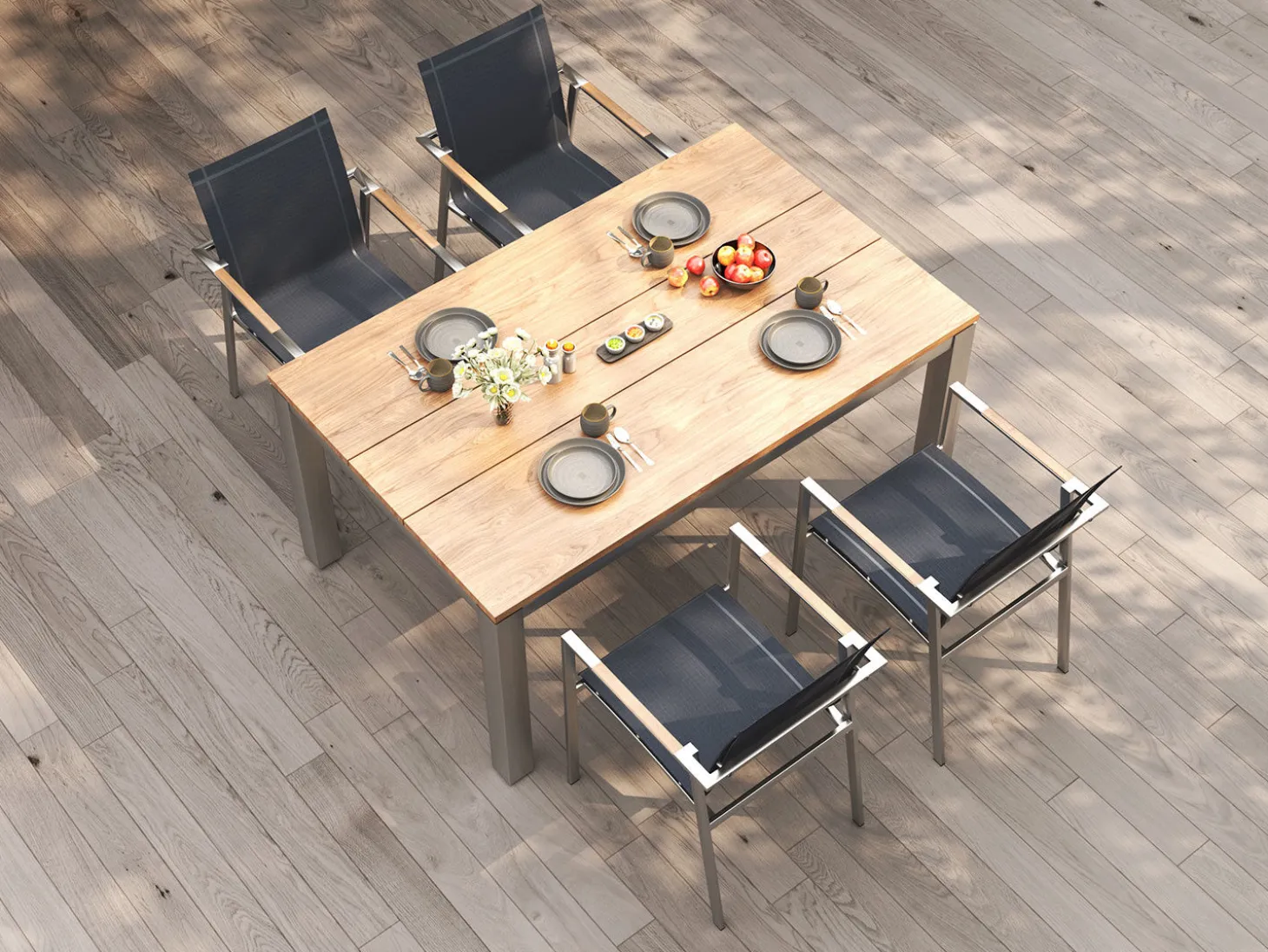 Gartentisch Edelstahl Teak Premium
