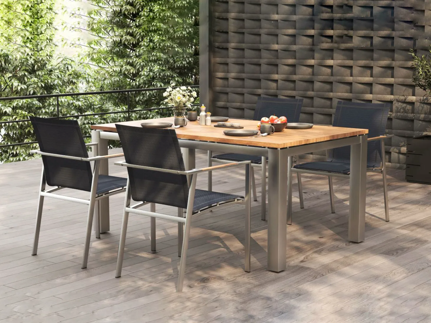 Gartentisch Edelstahl Teak Premium
