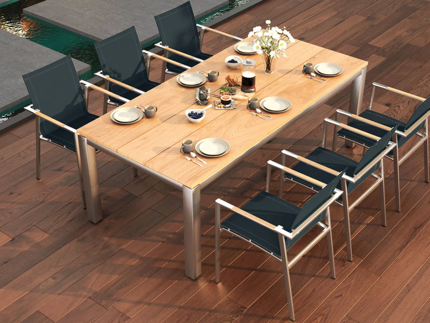Gartentisch Edelstahl Teak Premium