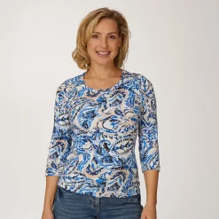 Geripptes Shirt mit Allover-Print