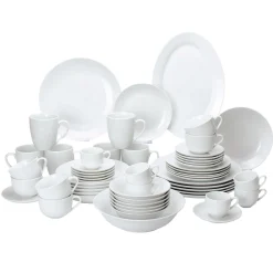 Geschirr-Set Porzellan "Bianco" 56-teilig für 6 Personen
