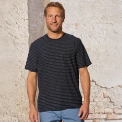 Gestreiftes Herren-T-Shirt in Navy aus Baumwolle