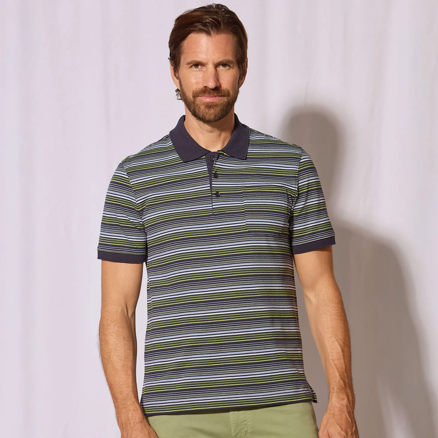 Gestreiftes kurzarm Poloshirt