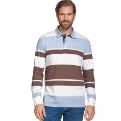 Gestreiftes langarm Poloshirt geknöpft