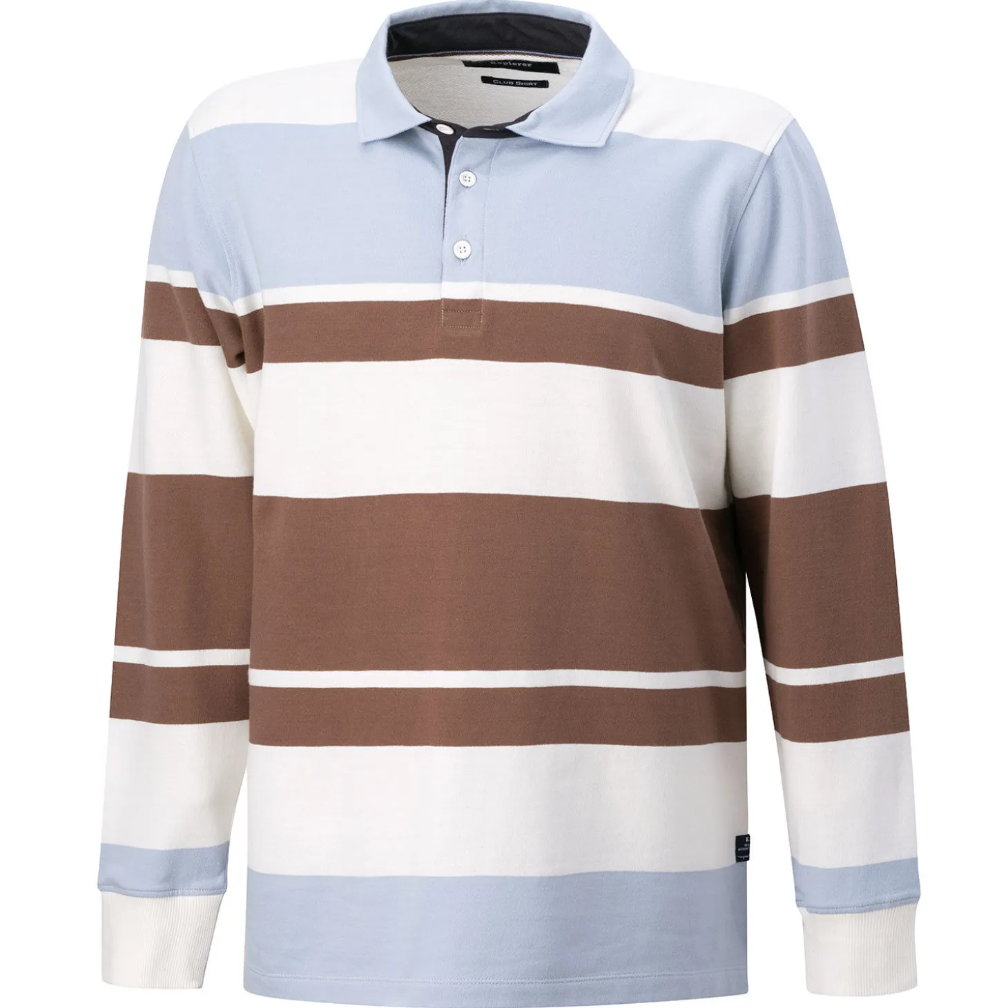 Gestreiftes langarm Poloshirt geknöpft