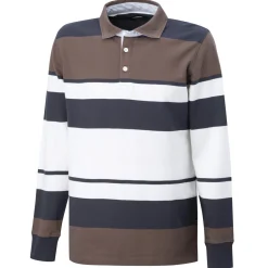Gestreiftes langarm Poloshirt geknöpft